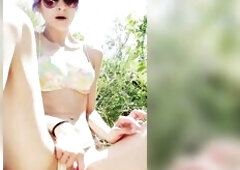 ./run_outdoor_exposure.sh - Yvie Lowe IRL Succubus: Vibrant Bikini & Boots Forest Solo - Silent Groaning & Lush three Vibration