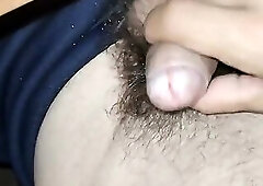 Masturbation with hairy cock