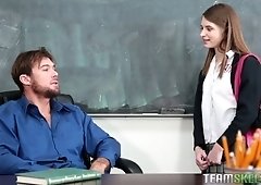 Hunky teaches enjoys fucking beautiful college babe Alice March