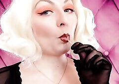 ASMR movie scene: lipstick, mesh gloves and sweetmeat