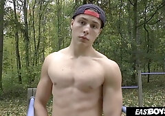 Flexin muscle and massaging a twink boy Randall White