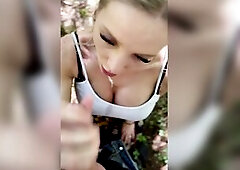 Teen angel Sucking my jock the forest whilst strangers see
