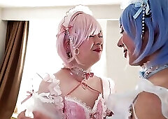 Two Japanese Femboy Maids Cosplay with Each Otherby Her Boyfriend
