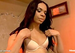Ebony trans princess Sasha Strokes dominates Sebastian Keys with her massive black cock at a hotel