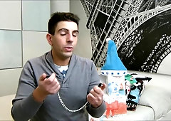 Amateur salesman presents nipple clamps to everyone who likes BDSM