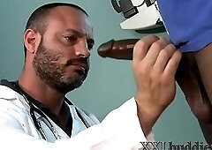 Gay black patient gets cum after anal