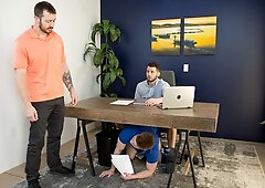 Gay office threesome with Mark Long, Chris Blades, and Johnny Hill