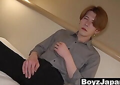 Japanese Haru pumps his meat while finger probes his slick ass