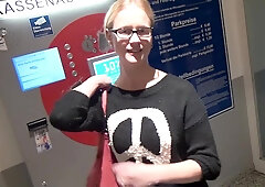 Perky Blonde Student Paid For Public Blowjob