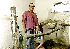 Slim redhead teen screwed in the workshop