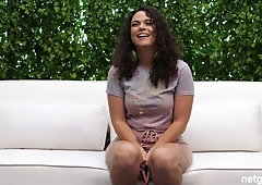 Big white dick of a lusty interviewer is a good gift for such a hot babe