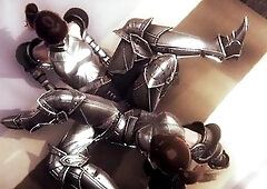 Cute Pair Scissoring With Knight Outfit