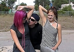 Guy licking hookers sweat