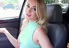 Slutty babe Anastasia Knight shows perky tits for a ride