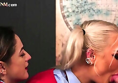 CFNM students 18+ suck and wank professors cock in 3some