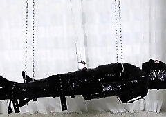 Sexy slender blonde milf goddess edging slave's big cock