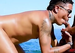 Three Brazilians Studs Fuck On The Beach