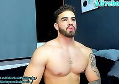 handsome colombian guy with tattoos and piercings masturbates on webcam