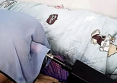 A sissy was playing her fresh toy