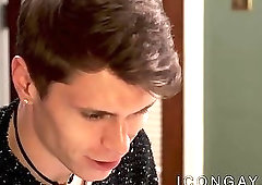 Charming homo Troy Acolla busting ass with cutie tutors cock