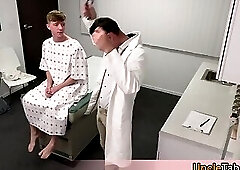 The horny doctor is in and this time he will examine a cute teen dude