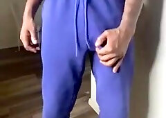 WHAT A FUCK-STICK!! STRUNG UP MAN UNDRESSES AND BLOWS A LOAD!!