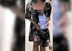 Slutty Oriental trans cutie solo masturbates and cum in a public throne-room (almost got caught)