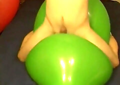 Big green balloon riding humping cum 4