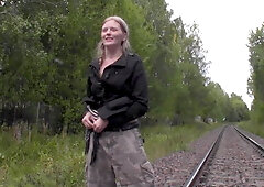 Amateur Euro babe flashes her tits