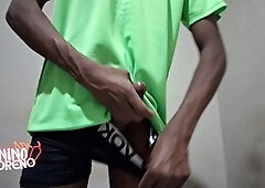 Hot gay boy Menino Moreno gets off with a big black cock