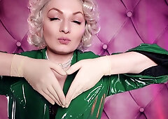 Arya Grander whispers through tight latex as she teases herself slowly in ASMR