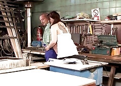 Lewd big beautiful woman German hottie with a marvelous face and hot fisnhet gives a admirable head to this chunky ramrod of a mechinic and lets him b