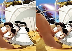 Foxy 3D Superwoman bounces up and down on a cock