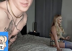 Slutty dude Lil D smashes Hot Blond Bae Elizabeth untill this chab covers her face with cum and drink