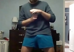 Daddy lets it all hang out while stroking his meat