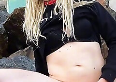 Risky outdoor hard cock cum sexy