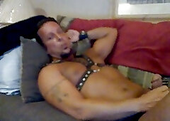 Jacking off in leather