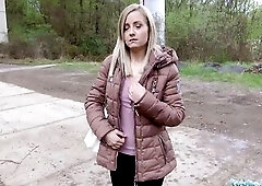Public Agent Blond runs from Police after banging outdoors