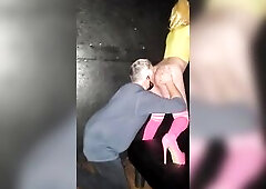 Sissy at Gloryhole Gets Rimmed by Stranger