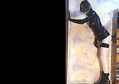 Crossdresser ponygirl penetrates black fuck stick and fellates it