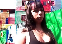 Sexy Latina with phat melons and a hefty bootie loves her