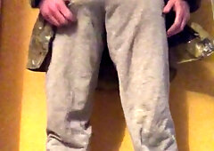 ginger construction employee in rigger footwear masturbates and jizzes