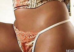 Glamorous playgirl not fast warming up herself previous to slips a large sextoy into her cunt and arsehole.