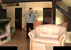 Snared guy takes his first gay cock from behind