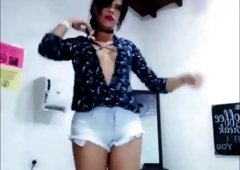 Giant Cock Tranny Jerks Off and Cums