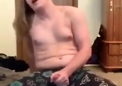 TRANSSEXUAL finishes off on her brassiere