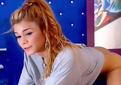 Beautiful trans babe pleasures herself with a toy deep in her ass