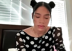 Shemale tranny enjoying solo masturbation