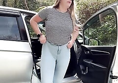 I was awaiting for my ally in the parking lot, but I just couldn't hold it any longer... My jeans got totally juicy! I tried to stay in control, 