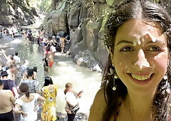 Cum on Face in Public Locker Room and Cumwalk at the Waterfall